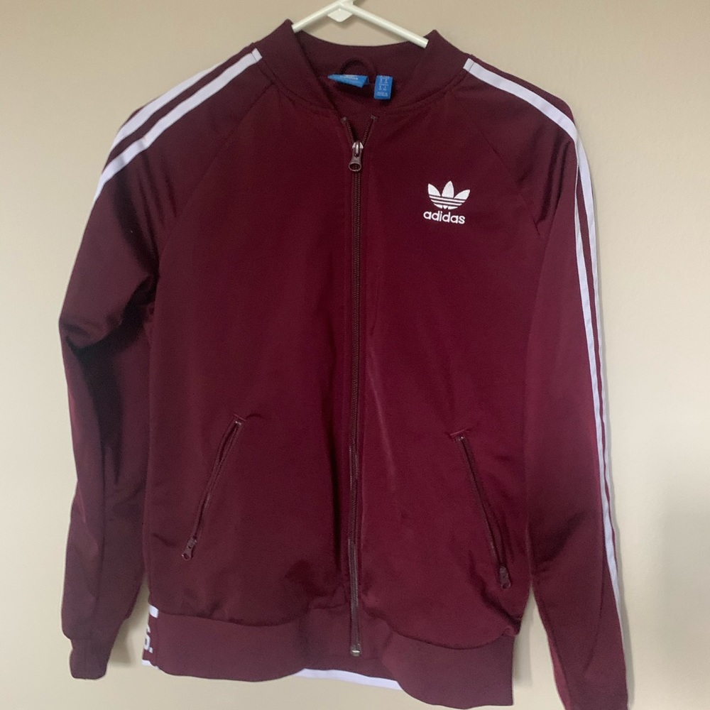 Maroon adidas jacket